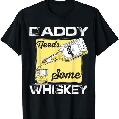 Mens Daddy Needs Some Whiskey Vintage Men Glass Bottle T-Shirt