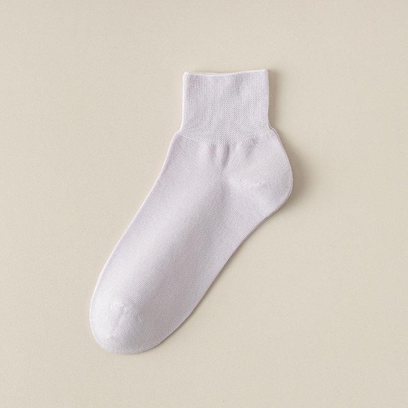 Women's Spring and Summer Thin Pure Color All Go Boneless Simple Loose Mouth In The Tube Socks