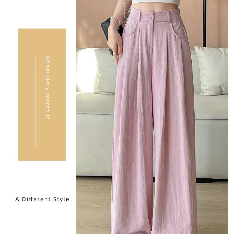 Damen High Waist Blaue Milch Puff Hose - Sommer 2026 Schlankmachende Weiter Bein mit Eis-Drapierung