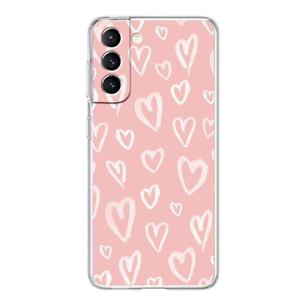 Gold Pink Rose Glitter Hearts Clear Phone Case For Samsung Galaxy S23 S22 5G S20 Ultra S21 FE 5G S10E S9 S8 S10 Plus Soft Cover