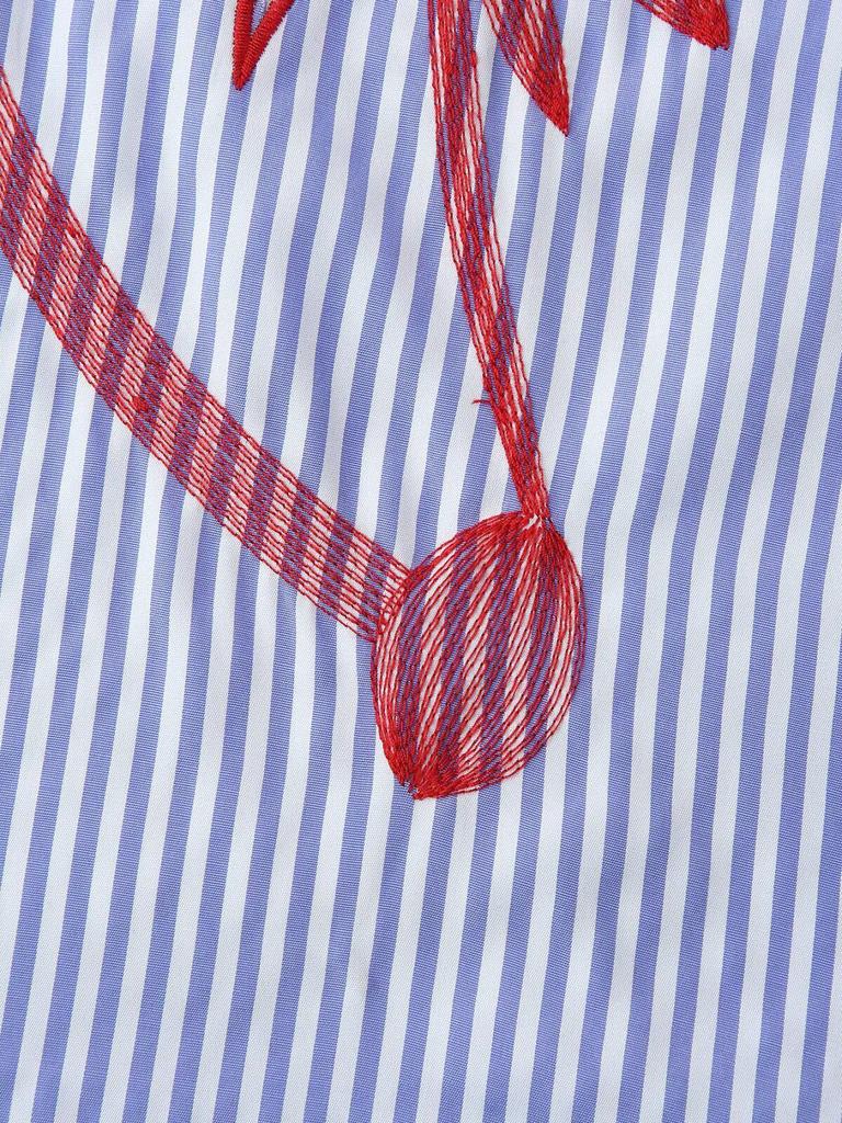 2025 Spring Women's Fashion: European & American Style Embroidered Striped Shirt