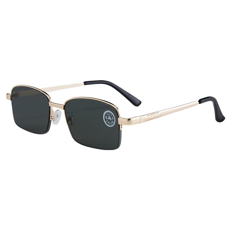 Men's High-End Semi-Rimmed Crystal Stone Sunglasses