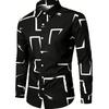 Poker Square Pattern Men's Shirt Red Peach 3D Printed Shirt Casual Loose Aloha Shirt Long Sleeve Collar Top