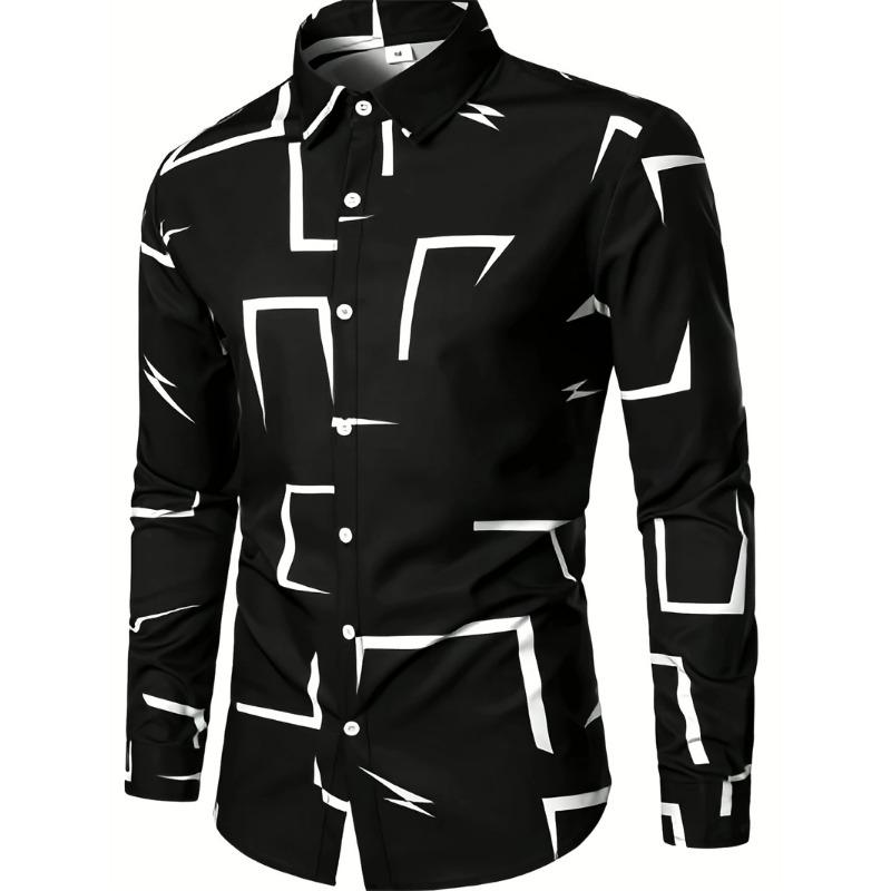 Poker Square Pattern Men's Shirt Red Peach 3D Printed Shirt Casual Loose Aloha Shirt Long Sleeve Collar Top