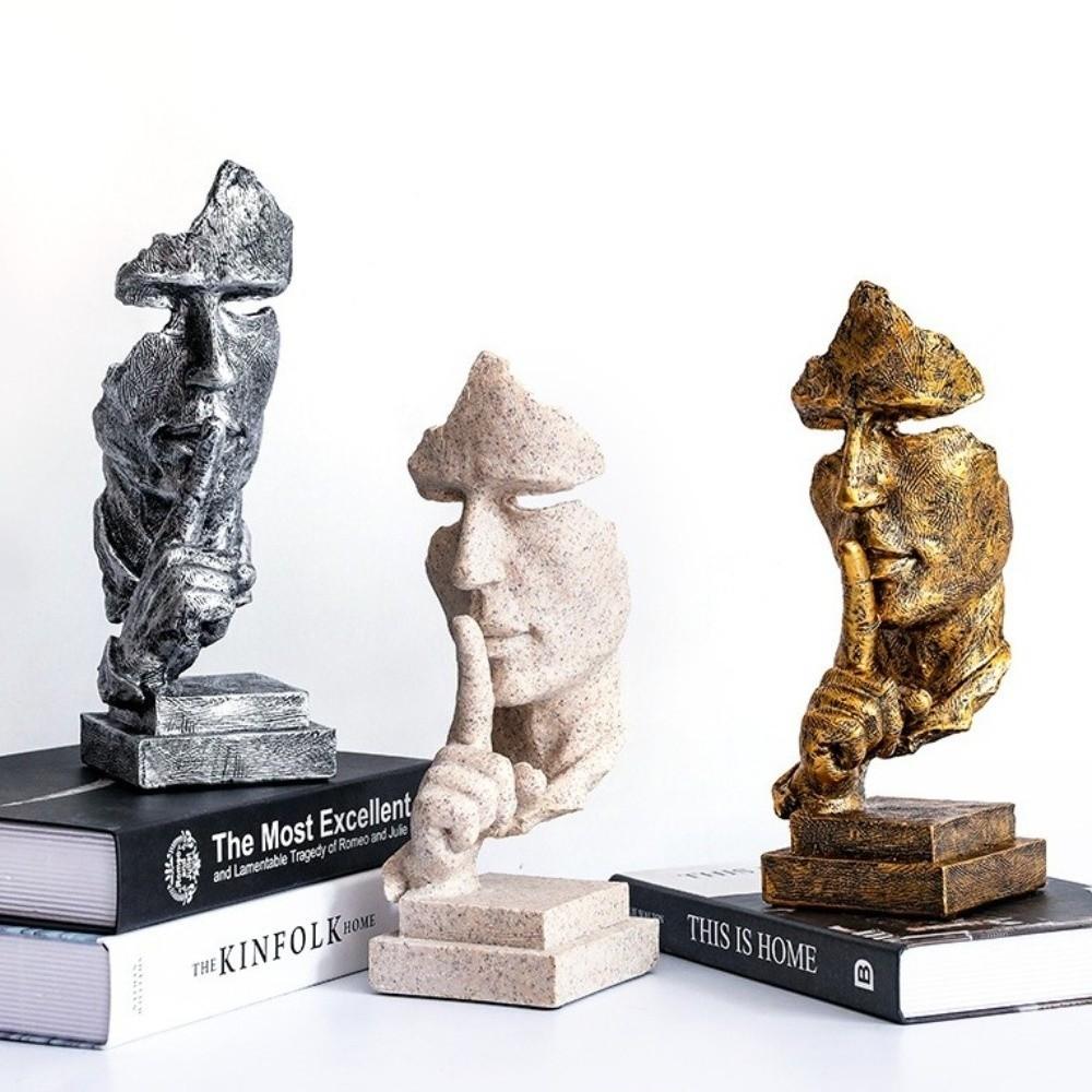 Office Decor Keep Silence Statue Unique Design Silence Thinker Resin Figure Ornaments  Home