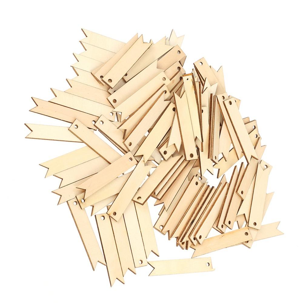 100pcs With Holes Wooden Gift Tags 2.6 x 0.5 Inch Blank Wood Hanging Tags  DIY Crafts