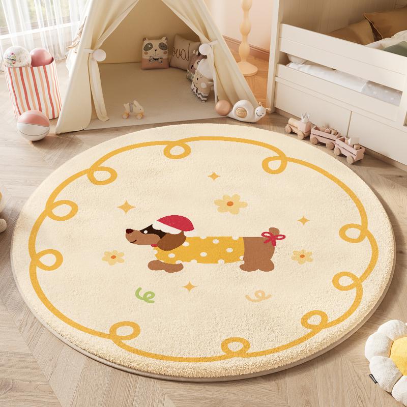 

Cartoon Style Bedroom Decor Round Carpet Home Fluffy Soft Carpet Washable Bedside Floor Mat Thick Plush Carpets for Living Room 80x80CM