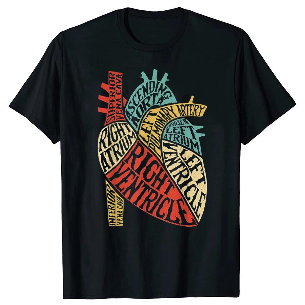 Heart Anatomy Diagram Graphic Tee Unisex Cotton Short Sleeve Biology Science Trip TShirt S