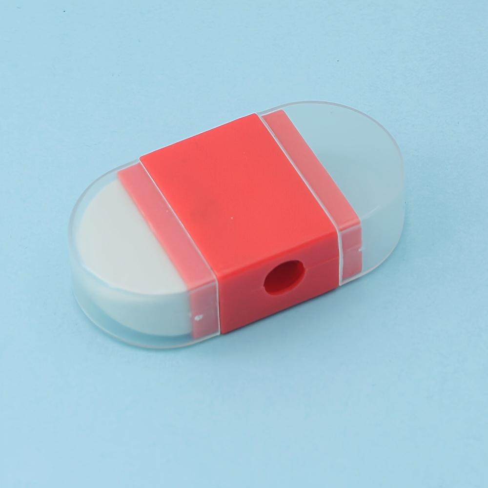 

2-in-1 Pencil Sharpener with Eraser: Portable Pocket Office Pencil Sharpener with Trash Compartment - Suitable for Ages 14 and Up красный