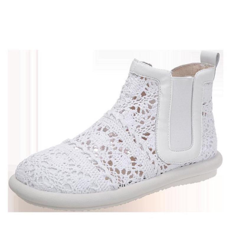 Fashion New Women's Breathable Mesh Sandal Boots Summer Shoes Lace Walking Shallow New Solid Non Slip Casual Shoes Women Vulcanize Shoes