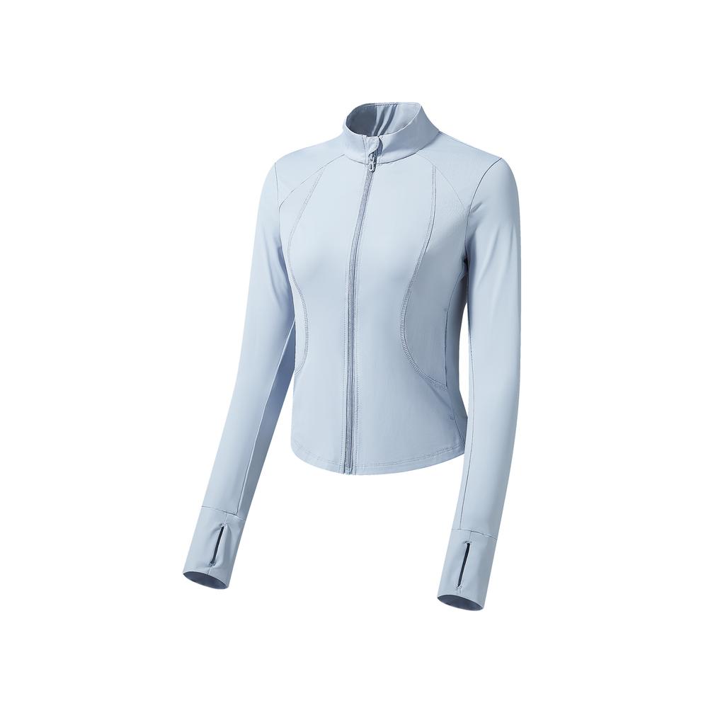 Sunscreen Clothes, Slim Fit Stand Up Collar Yoga Sports Jacket for Women, Waist Cinching and Slimming, Ice Silk High Elasticity Sunscreen Suit