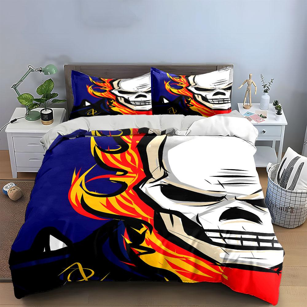 Skull with Fiery Flames. Bedding Sets Duvet Cover Sets Duvet Covers Pillowcases(1*Duvet Cover 2*Pillowcases Without Duvet Insert)