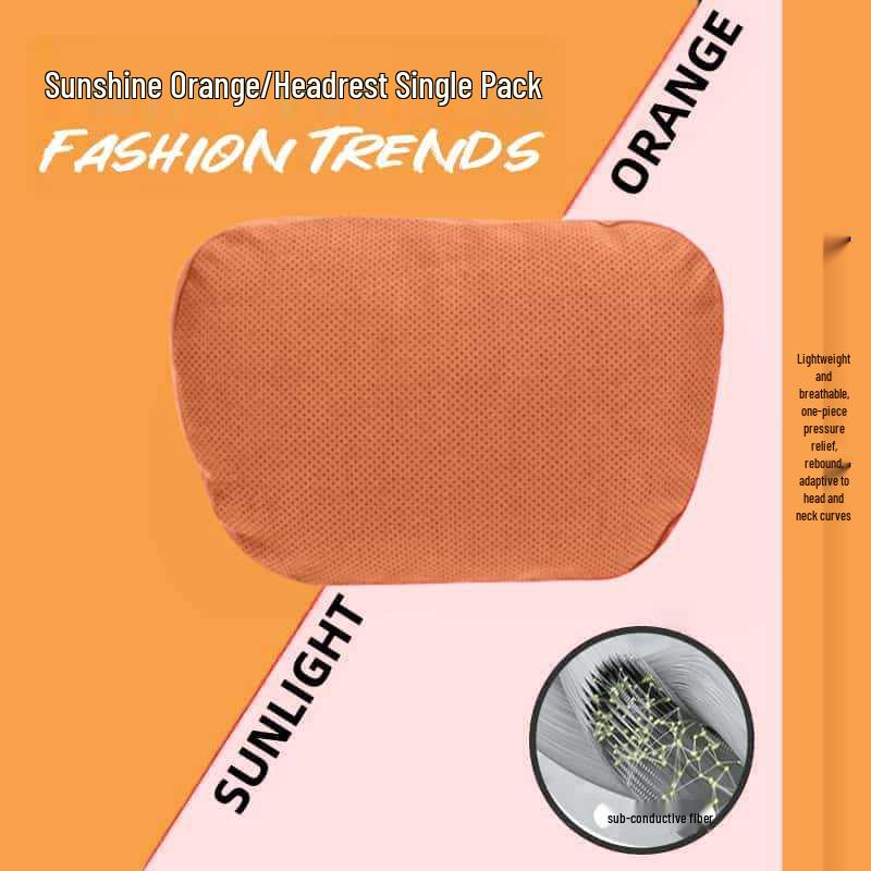 Adjustable Car Headrest & Lumbar Support - Breathable Suede, Perforated, Universal Neck Protection for Sedan Seats