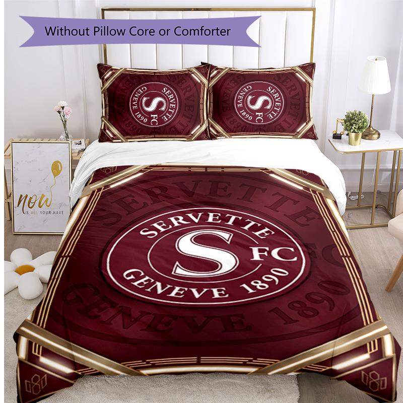 Set Biancheria da Letto 3 Pezzi Stampato Servette FC Traspirante Copripiumino con Federe Biancheria da Letto Decorativa per Camera da Letto Casa