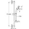 Ensemble de douche avec pommeau 3 jets, barre 90cm et flexible - GROHE Vitalio Start 110 26956001 - Economie d'eau - Chromé