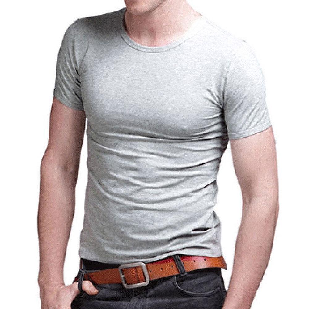 

Stretch V Collar Mens T Shirt Solid Color Short Sleeved T-Shirt for Male Tops Tees Polyester Men Tights Slim Man Tshirt 5XL