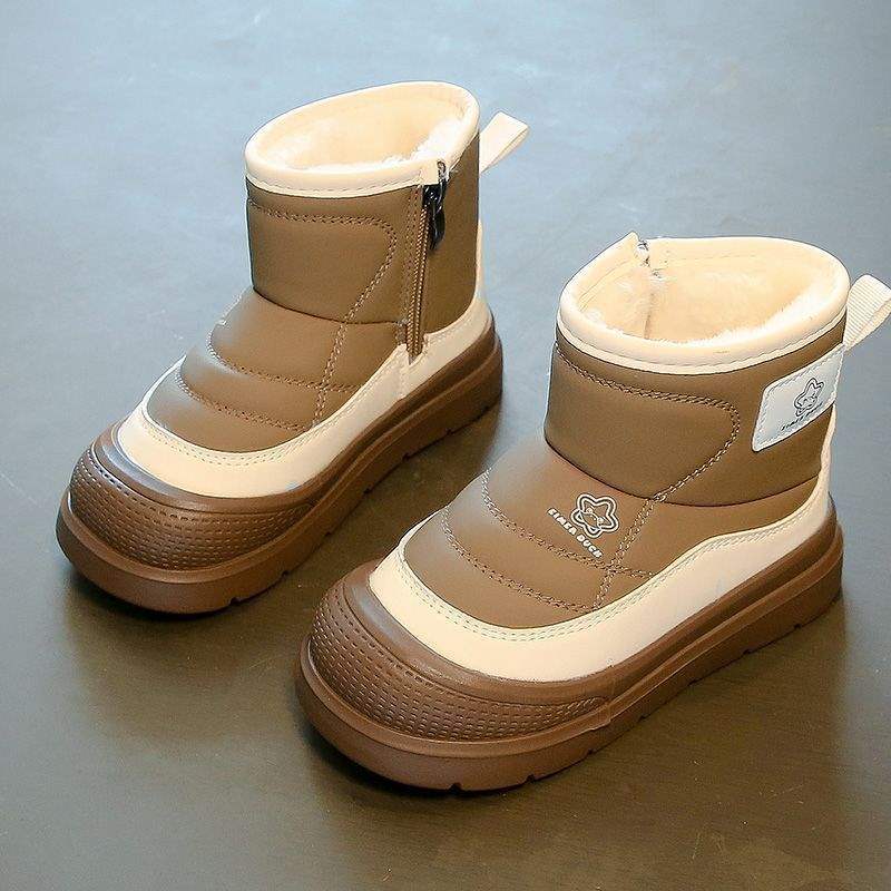 

Девочки зимние сапоги 2025 новые зимние бархатные утолщенные детские термоботинки дети мальчики большие хлопковые ботинки Baby foot length + 1Cm хаки