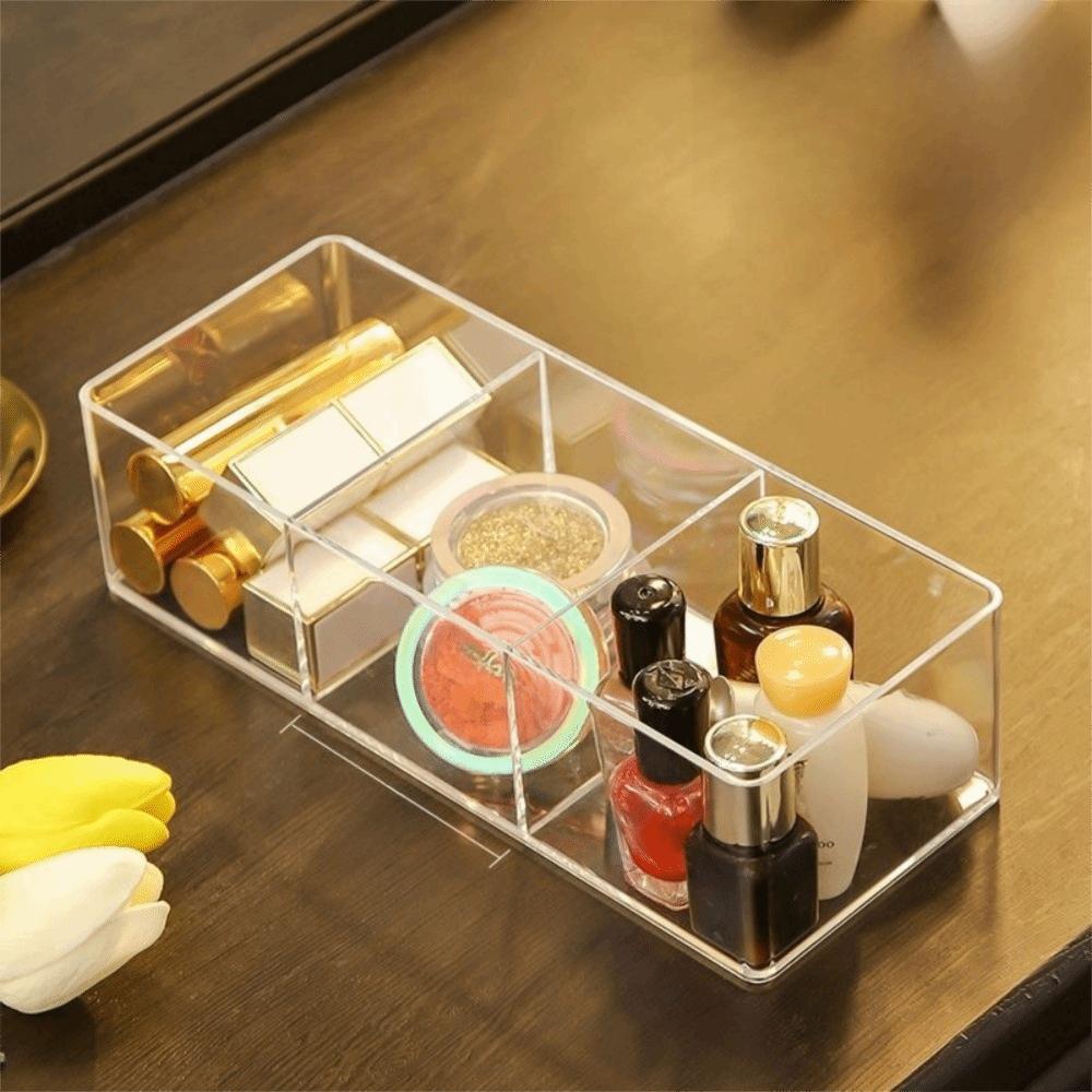 Transparent Cosmetic Storage Box Multi Grid Multi-Functional Makeup Brush Organizer Dust-Proof Clear Makeup Organizer