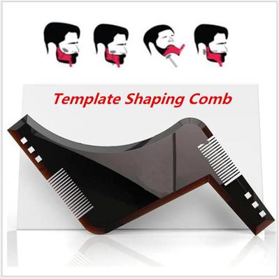 Men's Beard and Sideburns Styling Comb with Brush and Trimming Template