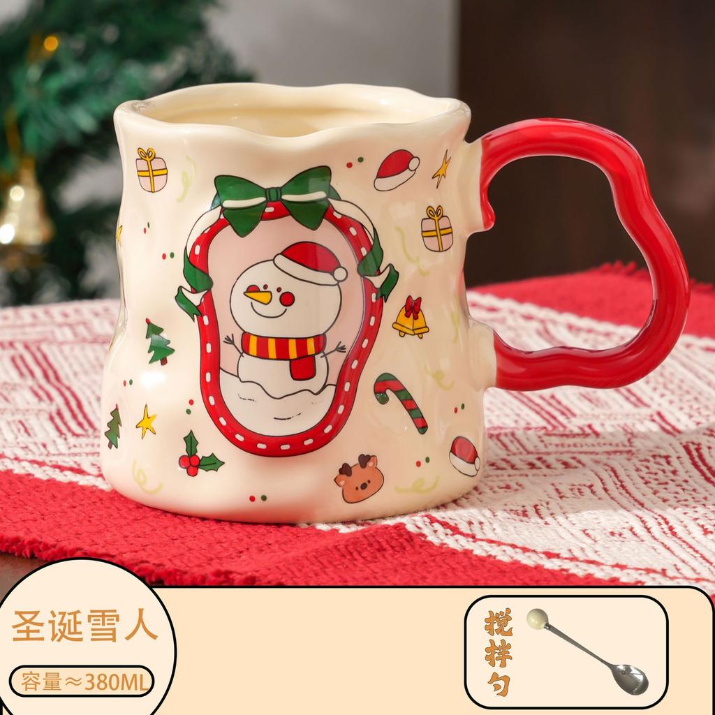 Christmas Gift Ceramic Coffee Cup 380ml Exquisite Tea Cup Modern Santa Water Mug Office Coffee Cup Room Dining Table Decoration