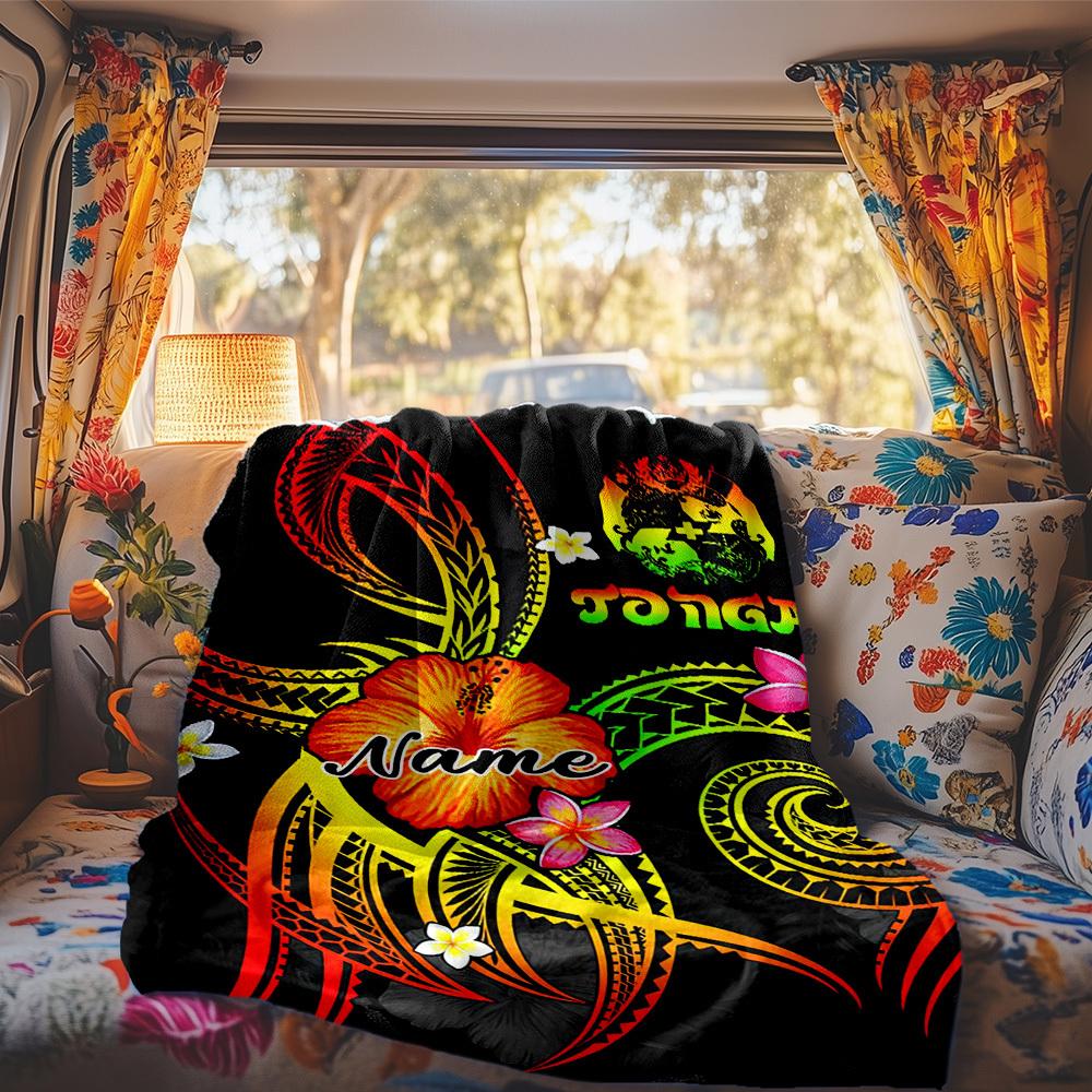 Polynesian Tattoo Customize Your Name Rv Blanket Comfortable Soft Lightweight All Season Multi Purpose Blanket For Travel Camping Picnics Sofa Rv Bed
