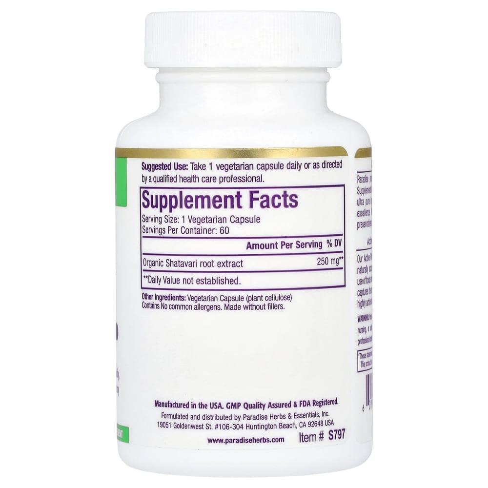 Paradise Herbs Shatavari Veggie Capsules 60 Count