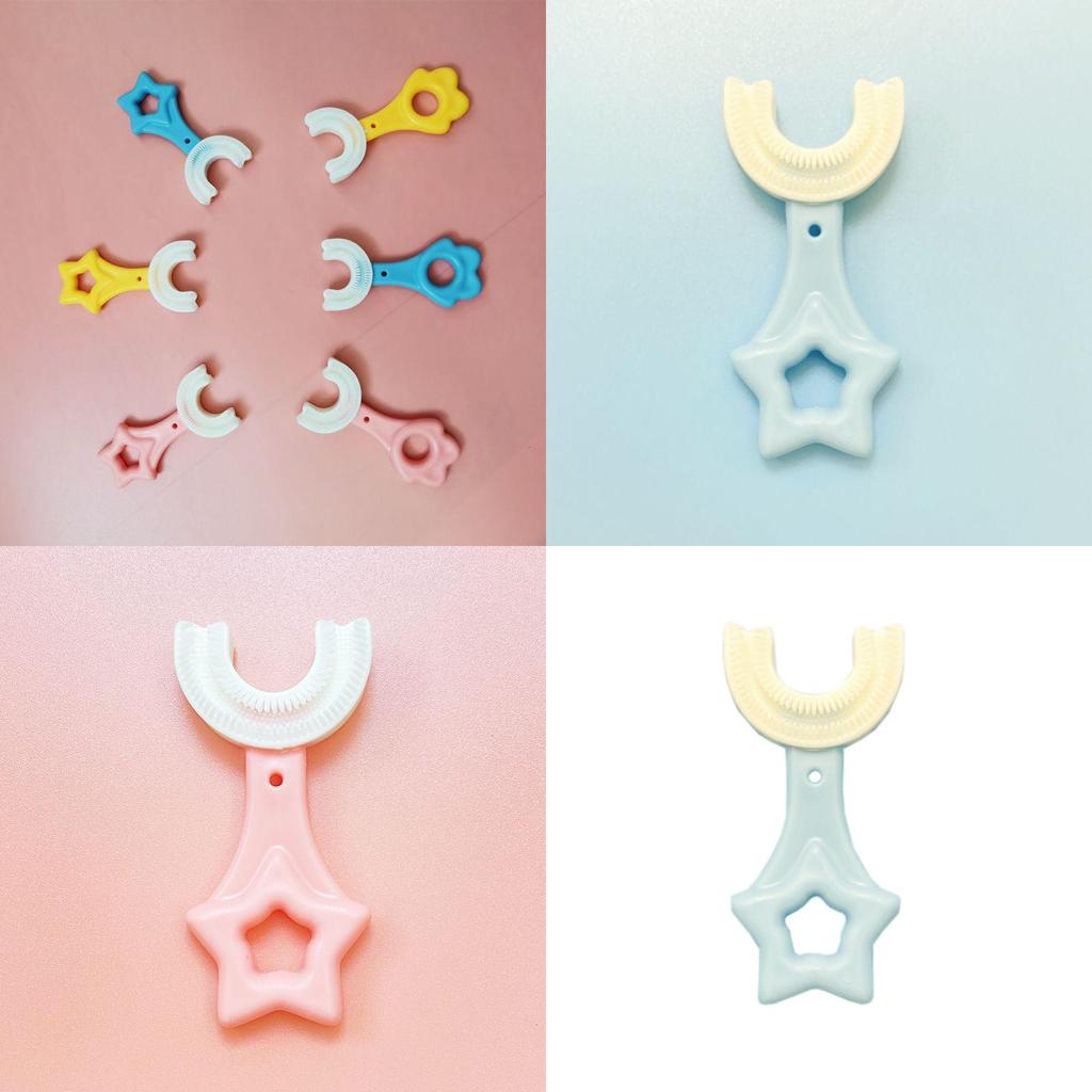 U-shaped Kids Toothbrush With Flexible Silicone For Easy Brushing**