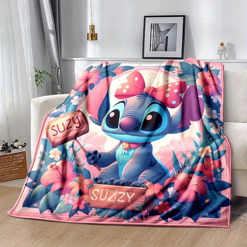 1pc Stitch Printing Blanket - Soft, All-Season Throw for Living Room, Bedroom,Personalized Gift with Adorable Cartoon Design