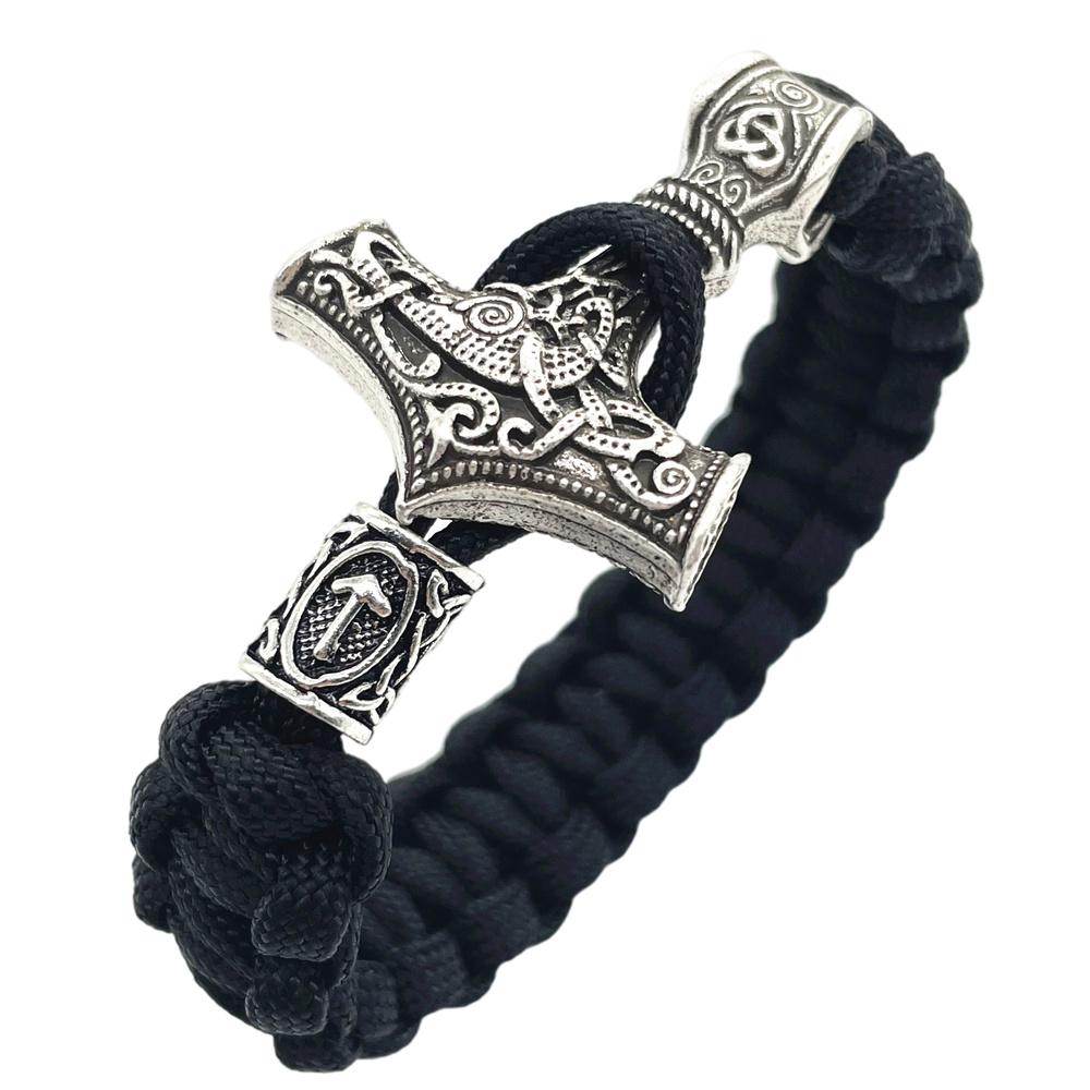 Nostalgia Thor Hammer Viking Bracelet Rune Charms Bead Jewelry For Women Men Norse Vikingo Bangle Dropship