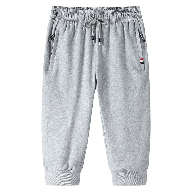 Pure Cotton Men's Summer New Casual Pants Men's Shorts Men's Solid Color Men's Sports Elastic Youth Cropped Pants