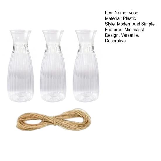 Plastic Clear Bud Vases, Modern Table Centerpiece Flower Vase, Simple Transparent Decorative Vase for Home Dining Table Wedding Flower Arrangement
