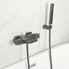 Brass Waterfall Bathtub Faucet Set with Black Exposed Edge and Hot/Cold Shower Head