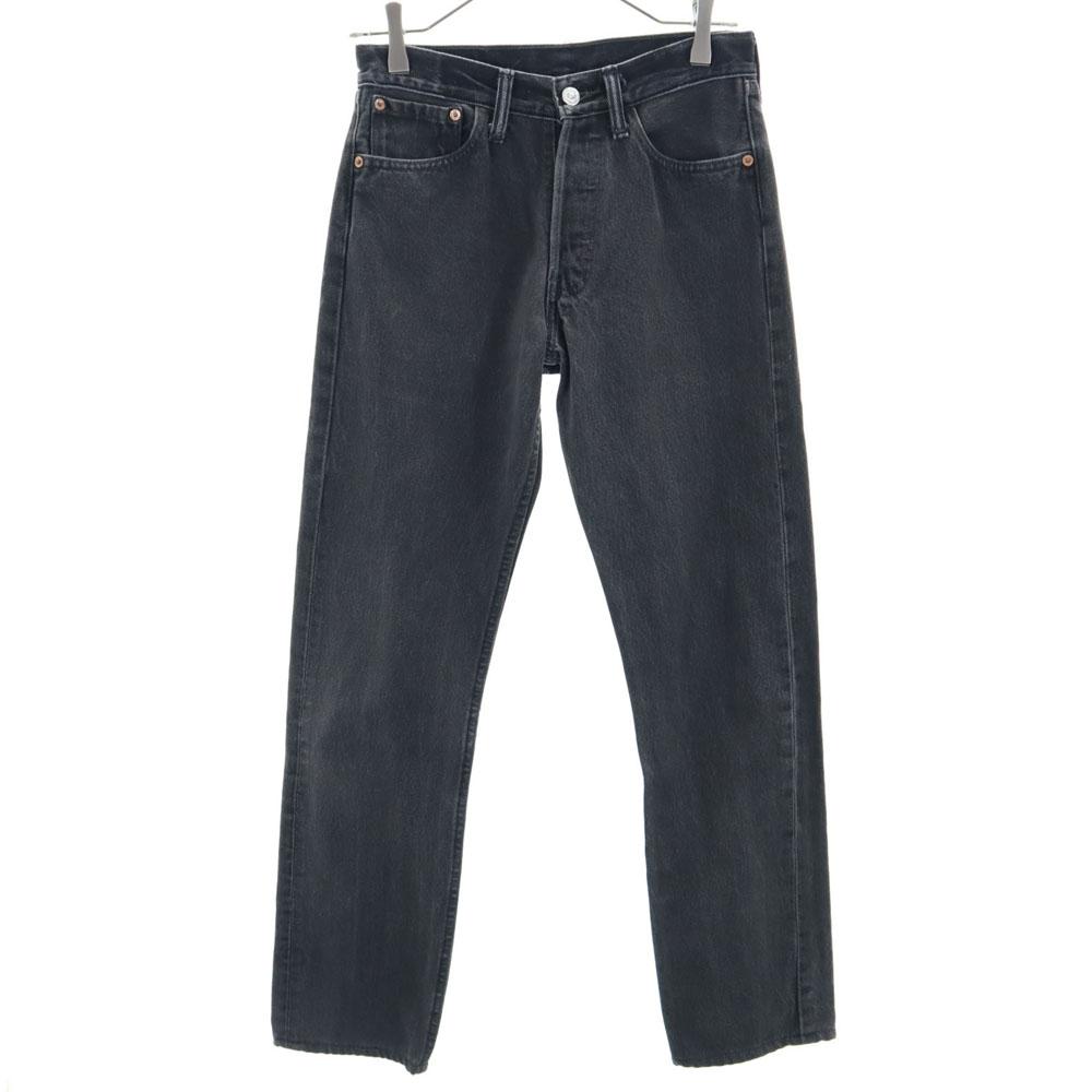 Levi's 90s USA made black denim 501 Straight denim pants W26 Button fly Women Used