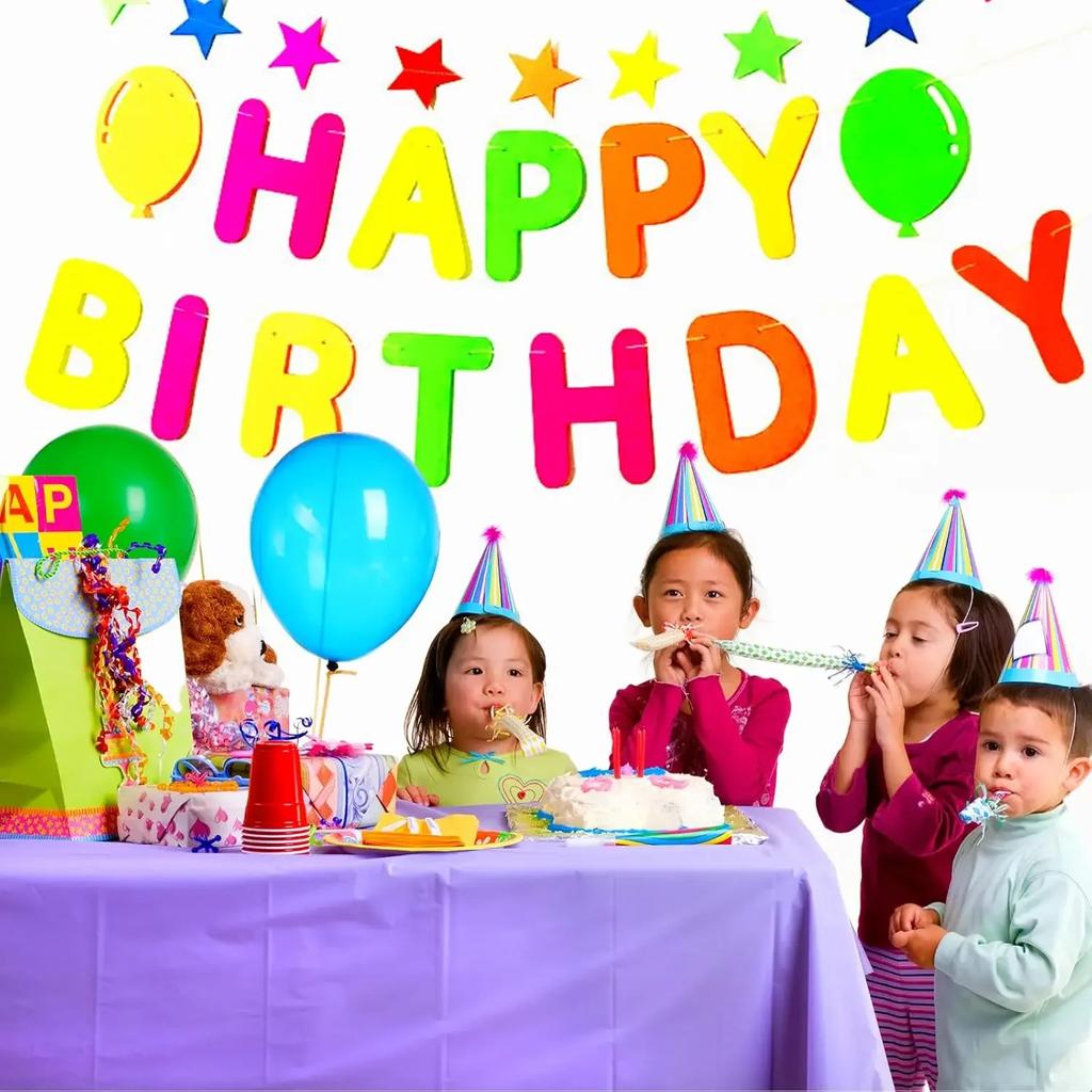 Fluorescent Paper Banner Party Decoration Fluorescent Hanging Ornaments Star Circle Confetti for Birthday Decor Supplies