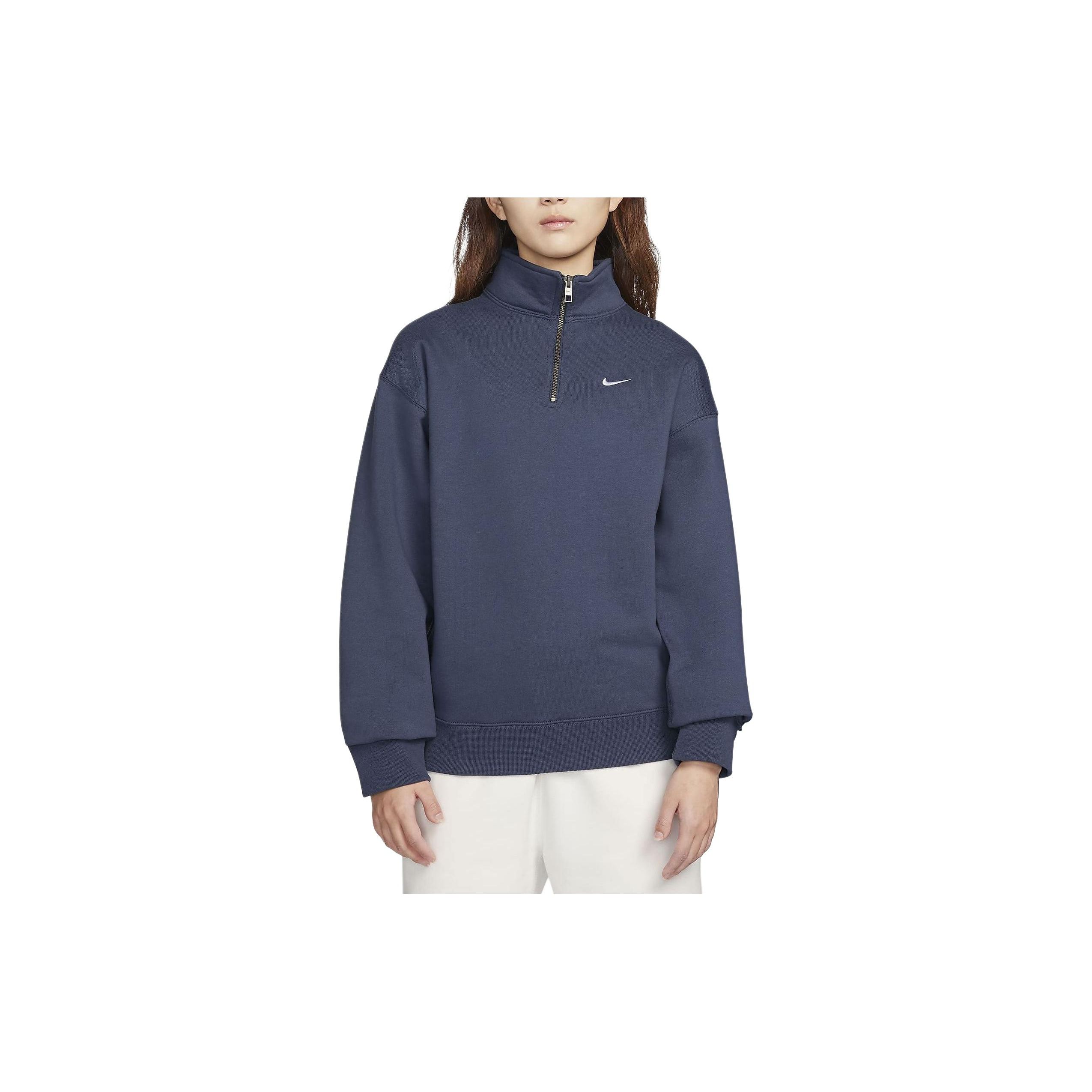 

Nike Solid Color Stand Collar Pullover Sweatshirt Unisex Tops Blue DQ5210-437