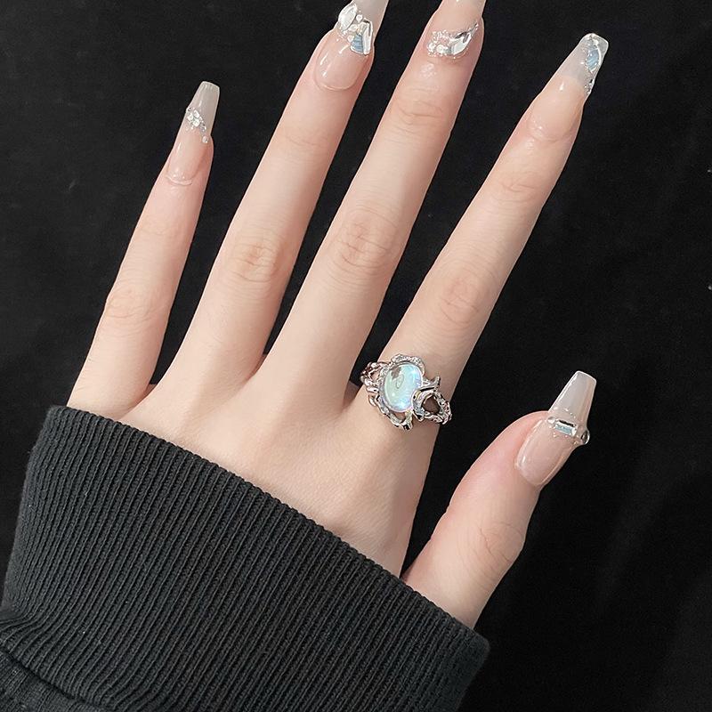 Fioletowy Cyrkon Inkrustowany Niszowy Design Prosty Nieregularny Naszyjnik Wysokiej Klasy Kolczyki Sztyfty Otwarty Pierścionek Zestaw