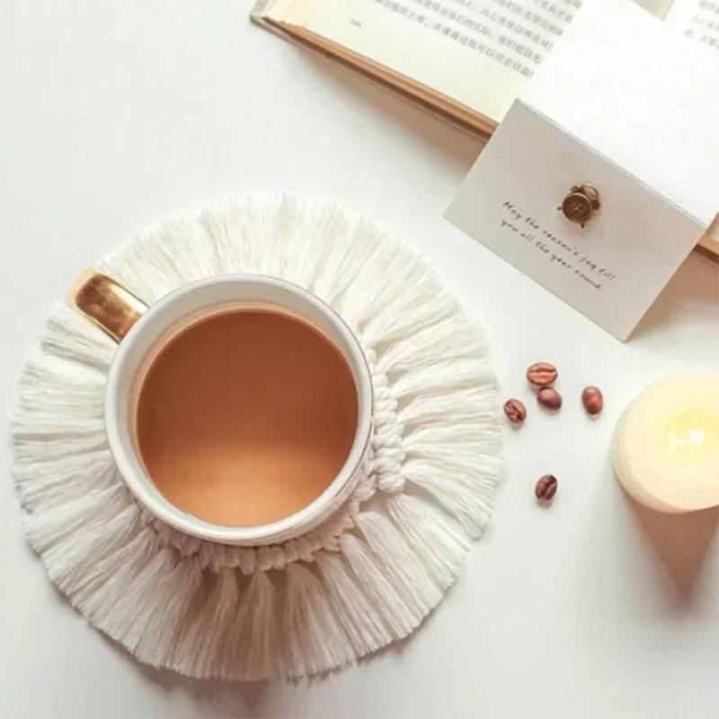Cotton Braid Cup Coaster Coffee Coasters Tea Coaster Coasters for Glasses Coaster Set Sublimation Blanks Coffee Tables Decor