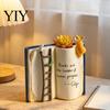 Artistic Reading Lover Gift Book Shaped Flower Pot, Creative Planter with Ladder Puppy And Bird Design for Versatile Balcony Decoration Succulents