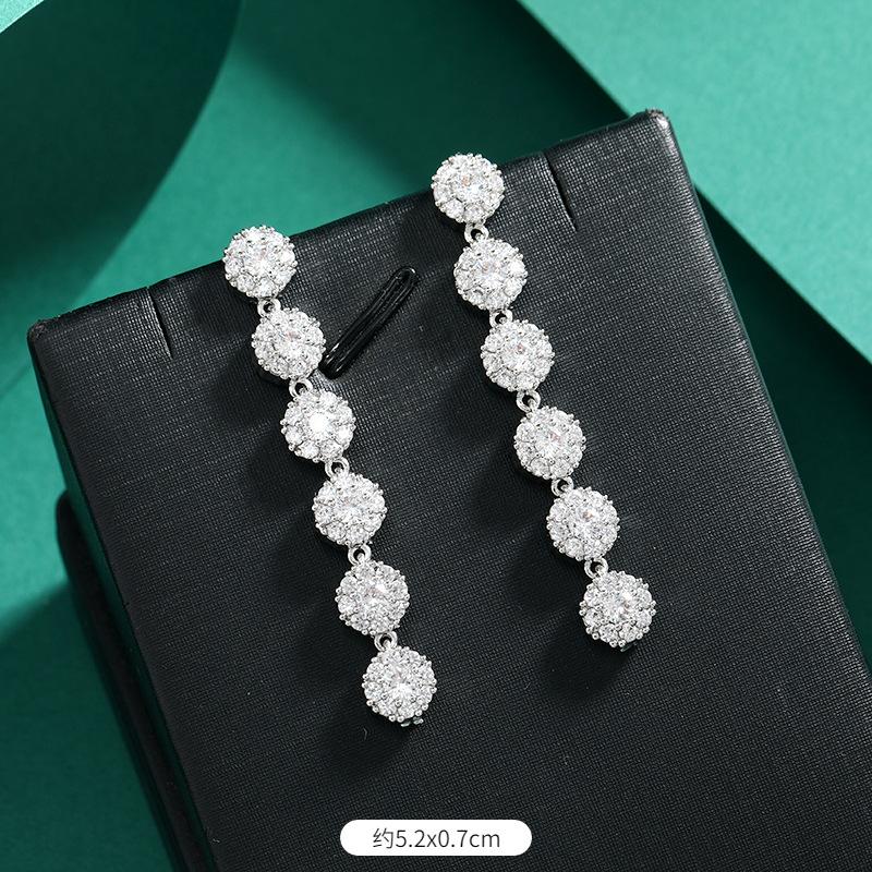 Niche Design High-end Zircon Stud Earrings Crystal Fringed Earrings High-end Temperament Exquisite Long Women's Earrings Earrings