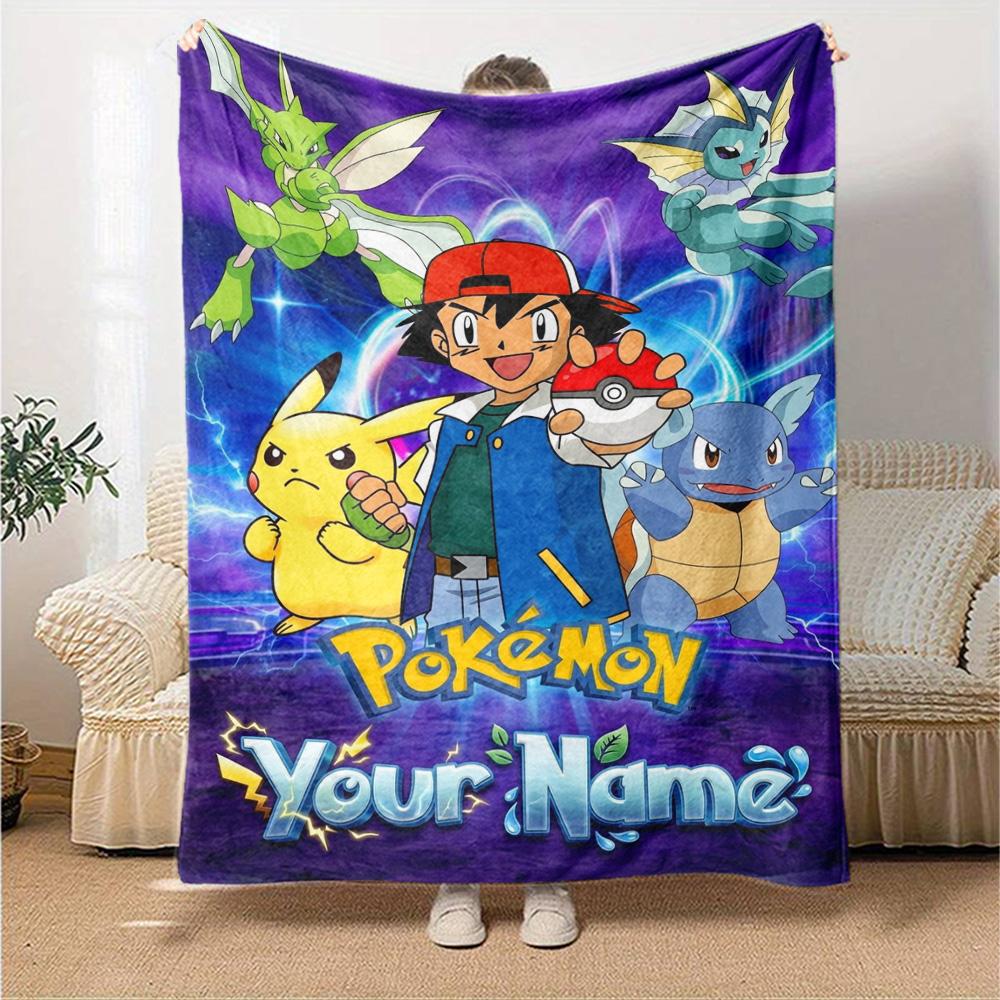 Name Custom Pocket Monster Print Flannel Blanket High Quality Warm Comfortable Cover for All Seasons Perfect for Gifts Home Decor