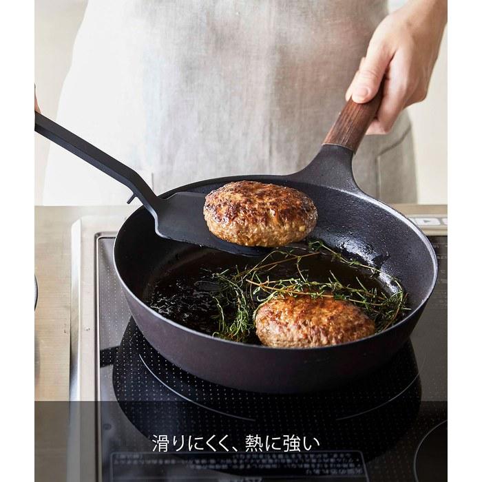Yamazaki Silicone Spatula Black, Approx. W9 X D4.5 X H31cm, Tower. Flexible Silicone, Heat Resistant, 5192.