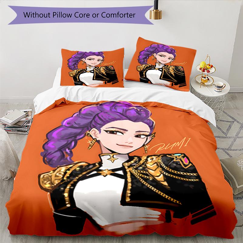 3pcs KPop Demon Hunters RUMI6 Design Cover Set - HD Printed Bedding with 1 Cover and 2 Pillowcases - Perfect for Home and Dorm Decor