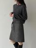 Damen Retro High-Waist Schlankmachender Wollrock mit Gürtel - Winter Vielseitiger Stil (Kurz)