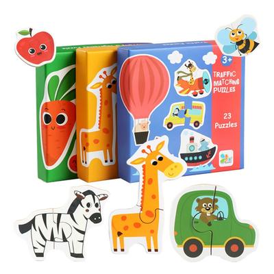 Kids Wooden Jigsaw Matching Puzzle Game Baby Early Learning Cognition Animal Fruit Traffic Educational Toys for Children Gifts