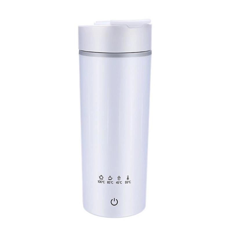 Stainless Steel Water Kettle Leakproof Double Layer Electric Heating Cup with Detachable Cord for Convenient Travel