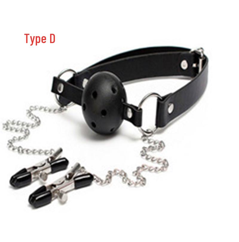 Bondage Set: Handcuffs, Nipple Clamps, Neck Collar, and Mouth Gag