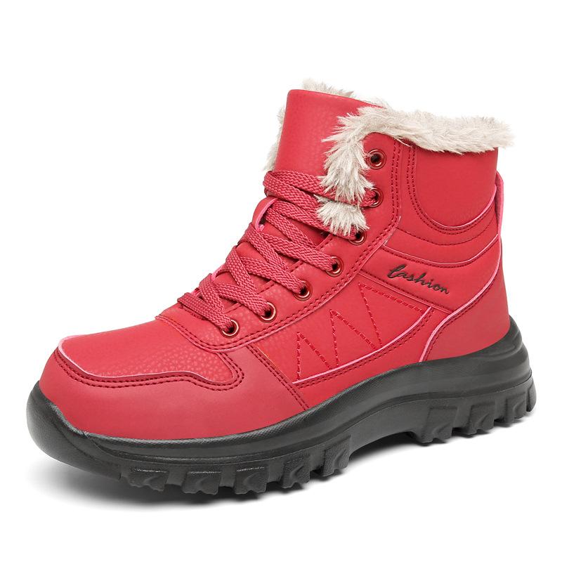 

2024 winter hiking shoes velvet 2025 cotton shoes European and American wind snow boots outdoor outdoor women s shoes Northeast women 46 бордовий