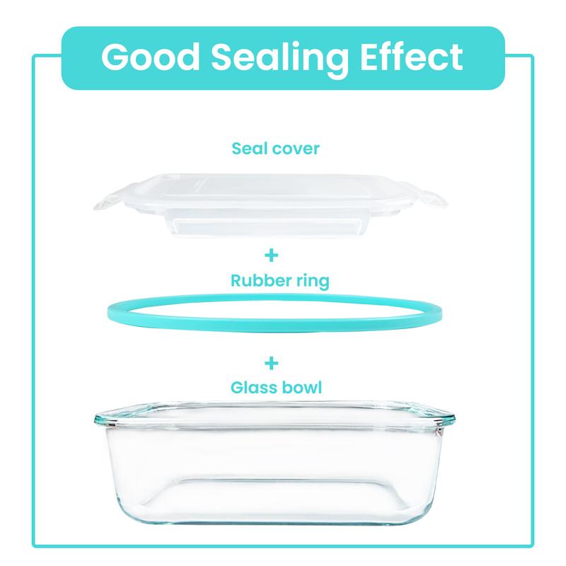 8pcs Glass Food Storage Containers Set Lunch Box Leakproof Airtight Microwave & Oven Safe Stackable Kitchen Organizers