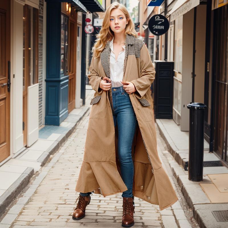 

Женское свободное пальто большого размера с рюшами, длинное однотонное пальто с оборками 4XL хаки