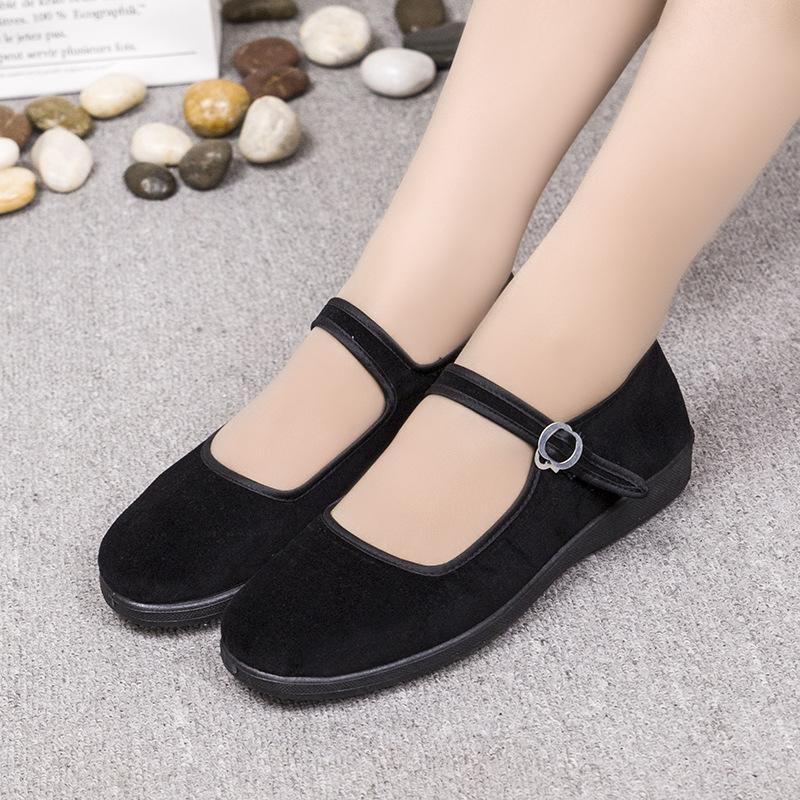 Cloth shoes single shoes soft sole low heel flats black square dancing shoes etiquette shoes mother shoes